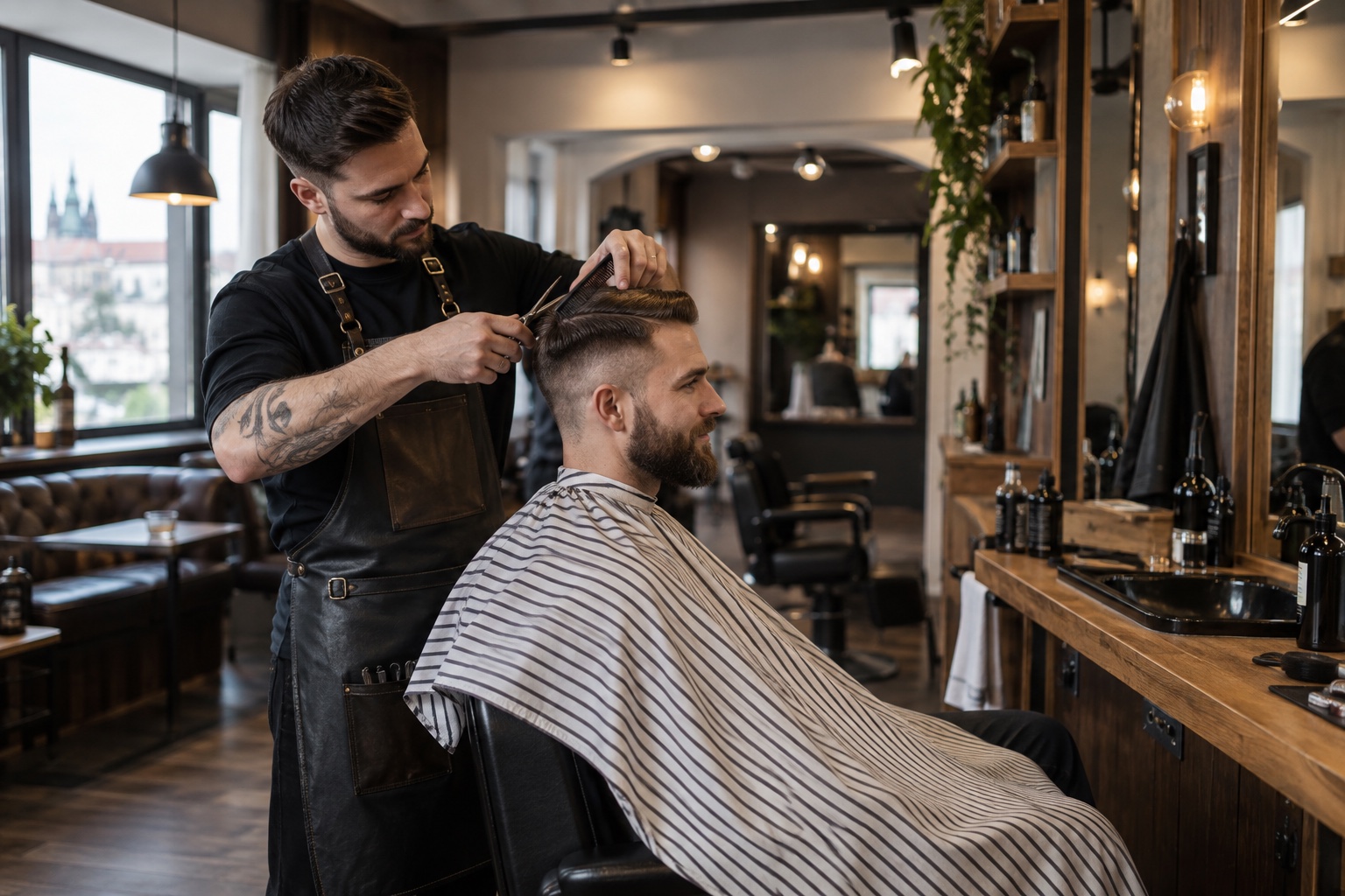 Ukázkový web barber shopu se stříháním klienta